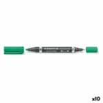 Staedtler Lumocolor Duo Ανεξίτηλοι Μαρκαδόροι Green 5mm Σετ 10τμχ 348-5