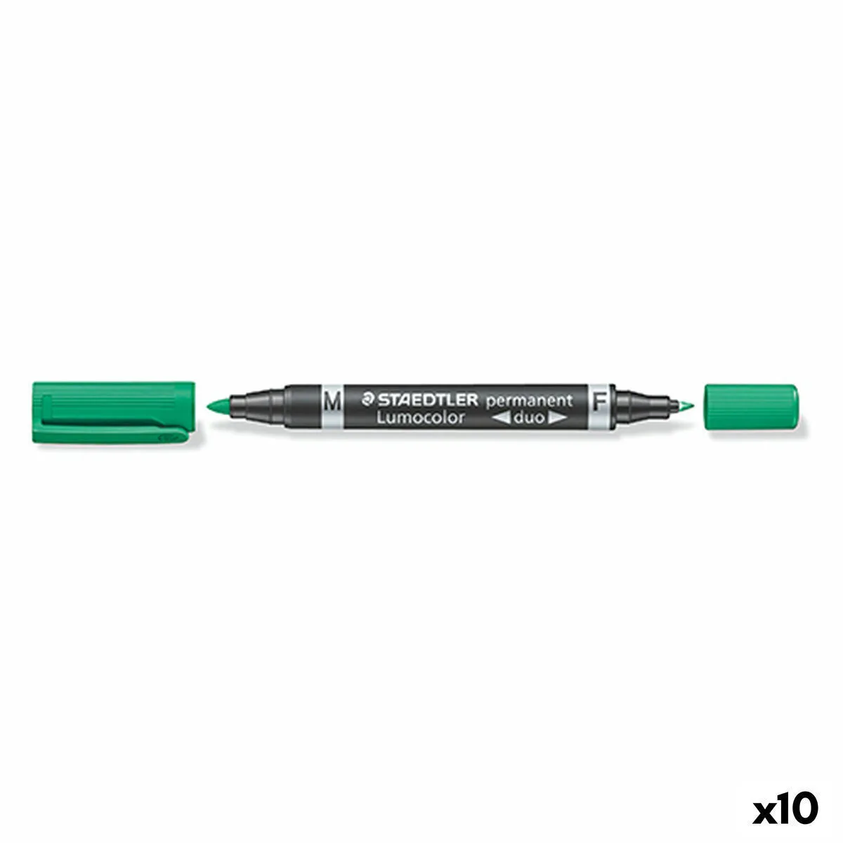 Staedtler Lumocolor Duo Ανεξίτηλοι Μαρκαδόροι Green 5mm Σετ 10τμχ 348-5 Staedtler Lumocolor Duo Ανεξίτηλοι Μαρκαδόροι Green 5mm Σετ 10τμχ 348-5 - Image 1