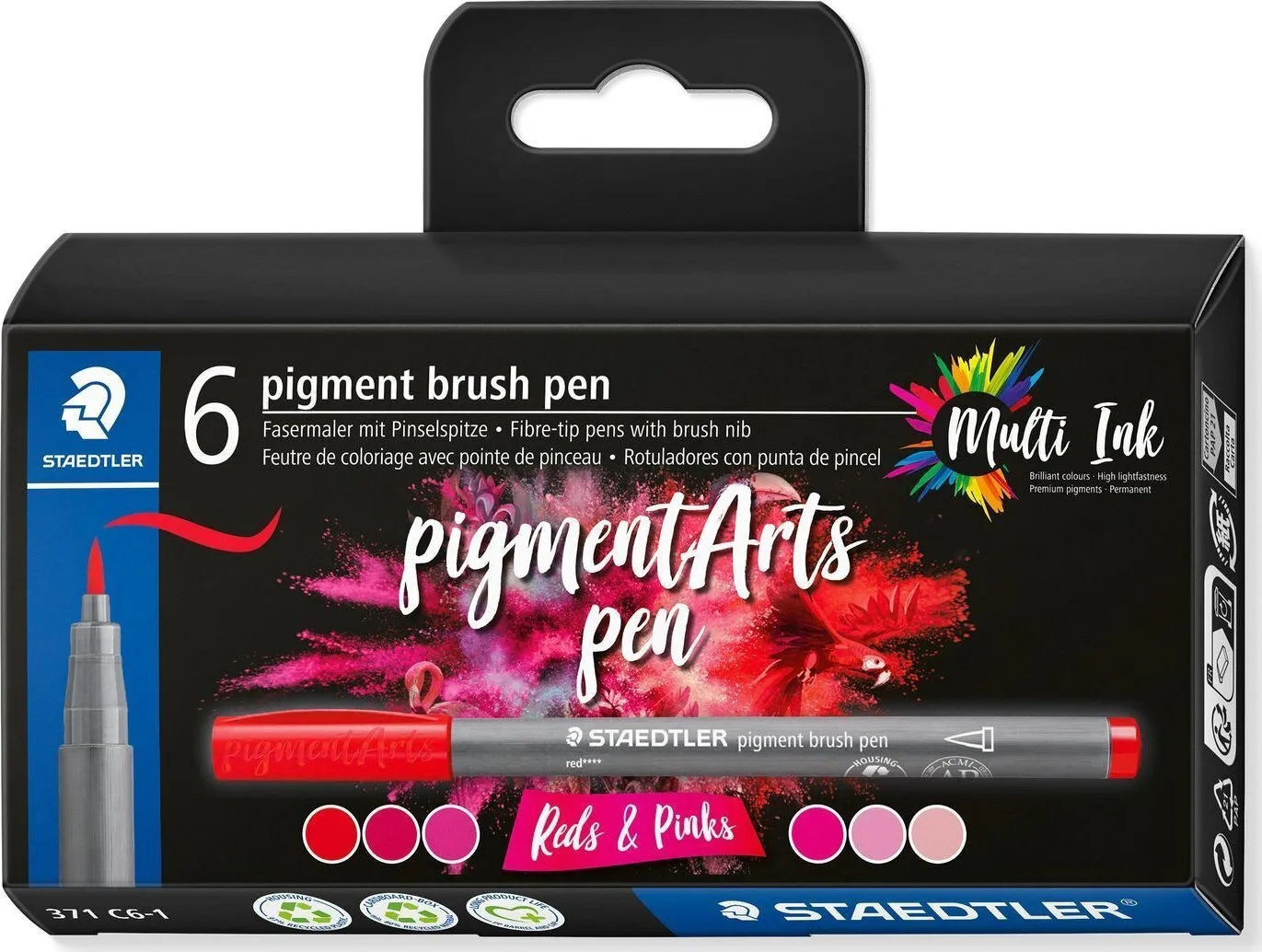Staedtler Multiink Pigment Arts Πινέλο Σετ 6 Τεμαχίων Κόκκινα & Ροζ Λιανική Staedtler Multiink Pigment Arts Πινέλο Σετ 6 Τεμαχίων Κόκκινα & Ροζ Λιανική - Image 1