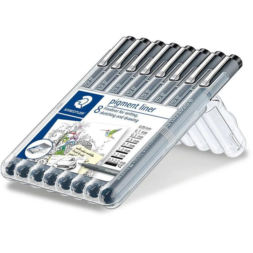 Staedtler Pigment Liner Μαρκαδόροι Σχεδίου Μαύροι Σετ 8τμχ Staedtler Pigment Liner Μαρκαδόροι Σχεδίου Μαύροι Σετ 8τμχ - Image 1