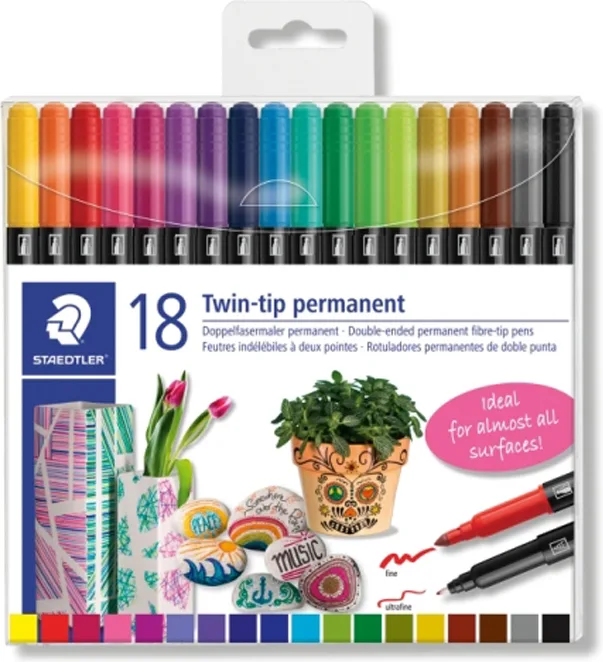 Staedtler Twin Tip Ανεξίτηλοι Μαρκαδόροι 2mm Σετ 18 χρώματα Staedtler Twin Tip Ανεξίτηλοι Μαρκαδόροι 2mm Σετ 18 χρώματα - Image 1