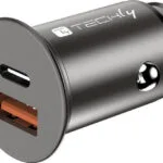 Techly Φορτιστής Αυτοκινήτου 38W 3A Γρήγορης Φόρτισης με Θύρες: 1xUSB 1xType-C Μαύρος