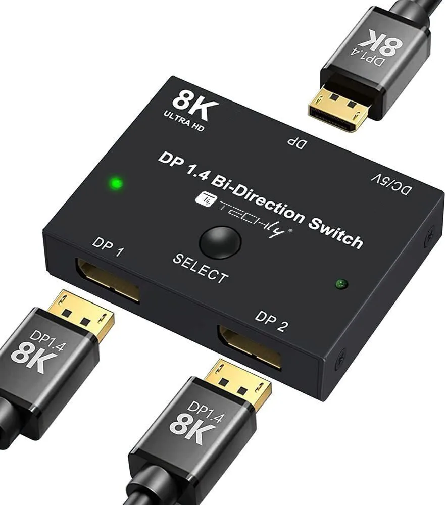 Techly Splitter IDATA-DP-2DP-8KT 8059018365535 Techly Splitter IDATA-DP-2DP-8KT 8059018365535 - Image 1