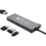 Techly USB-C Docking Station με HDMI 4K PD Ασημί (IUSB32C-HUB4HPD)