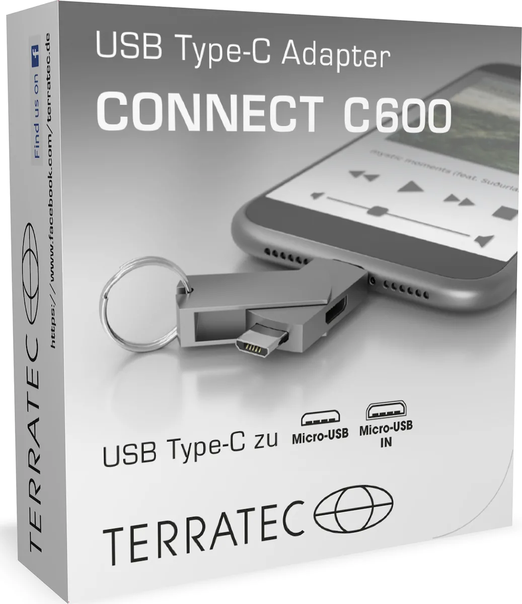 TerraTec Connect C600 Μετατροπέας USB-C / micro USB male σε micro USB female Ασημί TerraTec Connect C600 Μετατροπέας USB-C / micro USB male σε micro USB female Ασημί - Image 1