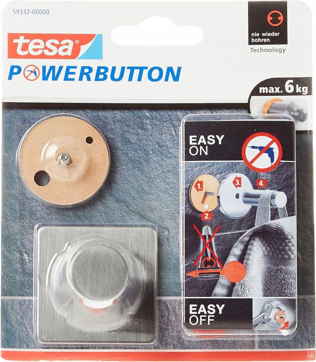 Tesa 59332-00000-01 Κρεμαστράκι με Αυτοκόλλητο Inox Γκρι Tesa 59332-00000-01 Κρεμαστράκι με Αυτοκόλλητο Inox Γκρι - Image 1