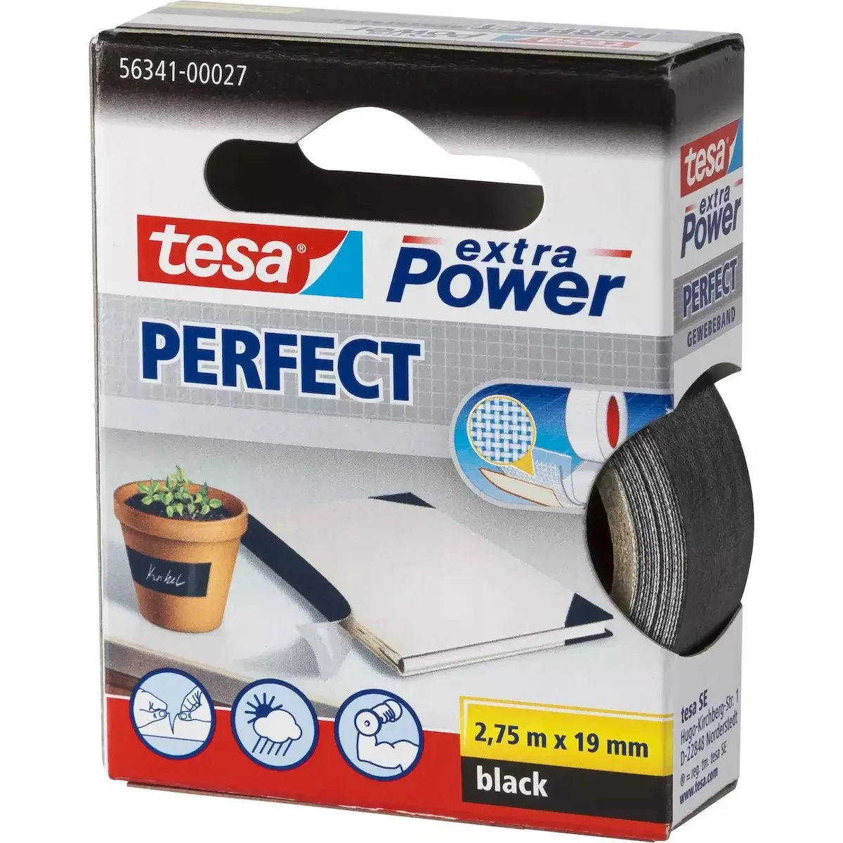 Tesa Duct Tape 2,75m X 19mm Extra Power Black Perfect 56341 Tesa Duct Tape 2,75m X 19mm Extra Power Black Perfect 56341 - Image 1