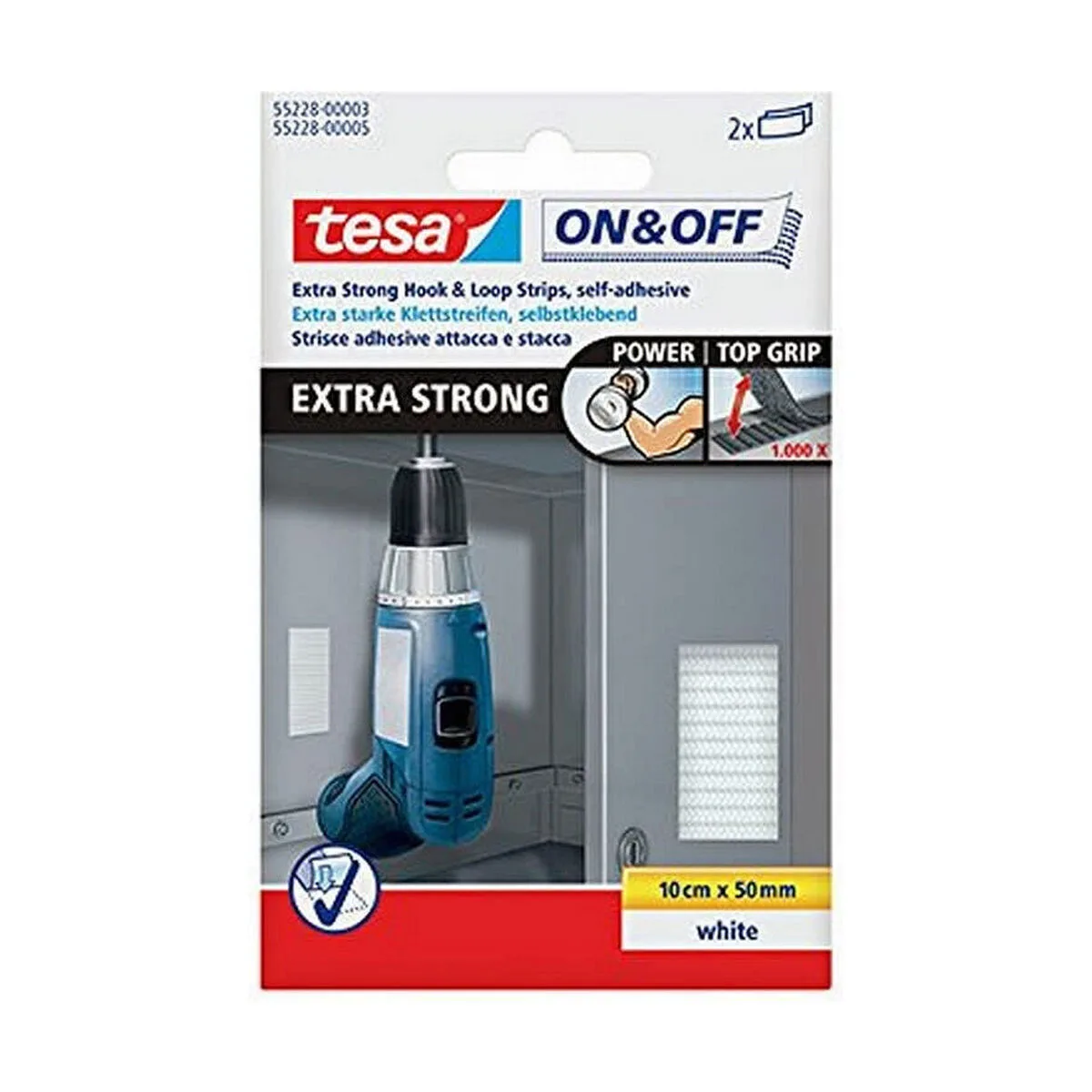 Tesa On & Off Extra Strong White Αυτοκόλλητη Ταινία Χριτς Χρατς Λευκή 1mx50mm 2τμχ Tesa On & Off Extra Strong White Αυτοκόλλητη Ταινία Χριτς Χρατς Λευκή 1mx50mm 2τμχ - Image 1