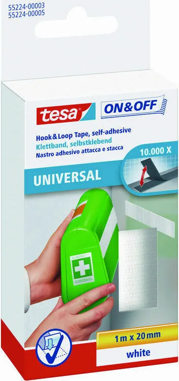 Tesa On & Off Universal Αυτοκόλλητη Ταινία Χριτς Χρατς Λευκή 1mx20mm Tesa On & Off Universal Αυτοκόλλητη Ταινία Χριτς Χρατς Λευκή 1mx20mm - Image 1