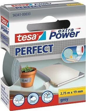 Tesa Tesa Extra Power Perfect Gewebeband 2.75m 19mm Grau Tesa Tesa Extra Power Perfect Gewebeband 2.75m 19mm Grau - Image 1