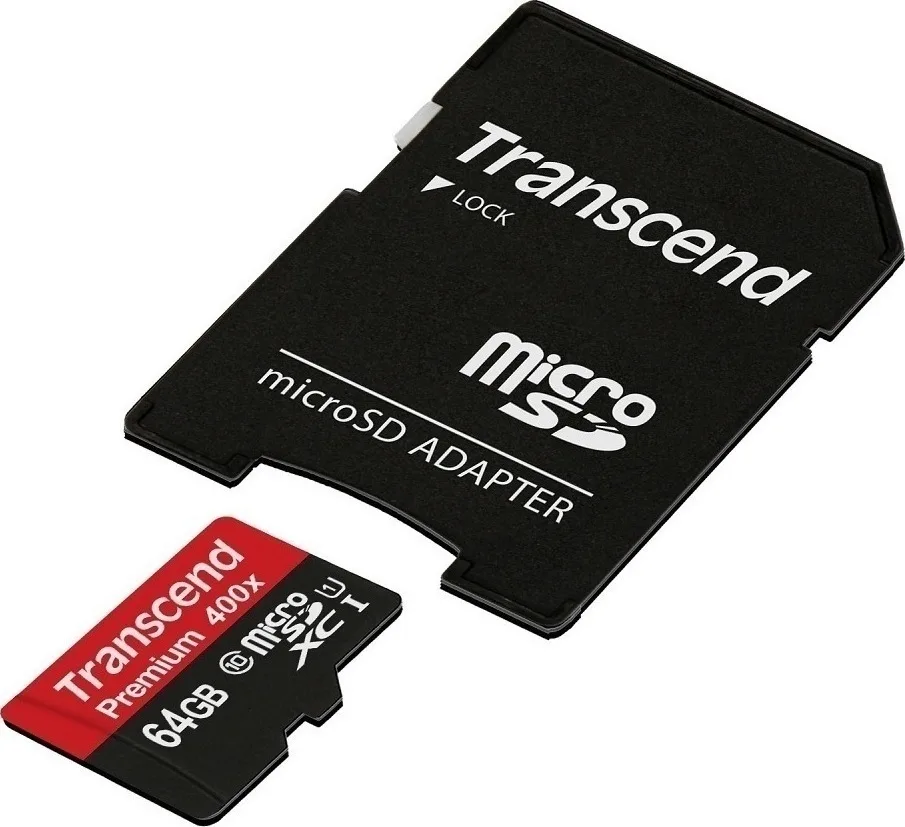 Transcend Premium 400x microSDXC 64GB U1 UHS-I 45MB/s με αντάπτορα Transcend Premium 400x microSDXC 64GB U1 UHS-I 45MB/s με αντάπτορα - Image 1