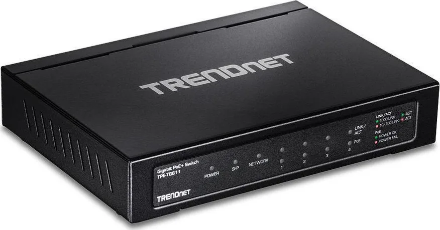 Trendnet TPE-TG611 Unmanaged L2 PoE+ Switch με 6 Θύρες Gigabit (1Gbps) Ethernet και 1 SFP Θύρα Trendnet TPE-TG611 Unmanaged L2 PoE+ Switch με 6 Θύρες Gigabit (1Gbps) Ethernet και 1 SFP Θύρα - Image 1
