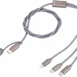 Troika CBL30 Braided USB / Type-C to Lightning / Type-C / micro USB Cable Γκρι 1m
