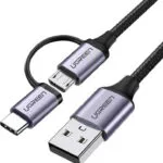 Ugreen Braided USB to Type-C / micro USB Cable Μαύρο 1m (30875)
