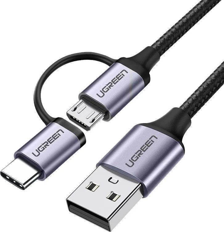 Ugreen Braided USB to Type-C / micro USB Cable Μαύρο 1m (30875) Ugreen Braided USB to Type-C / micro USB Cable Μαύρο 1m (30875) - Image 1