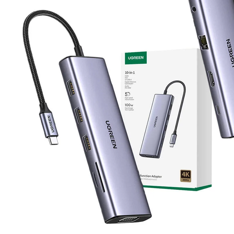 Ugreen Cm498 USB-C Docking Station με 4K PD Ethernet Γκρι Ugreen Cm498 USB-C Docking Station με 4K PD Ethernet Γκρι - Image 1