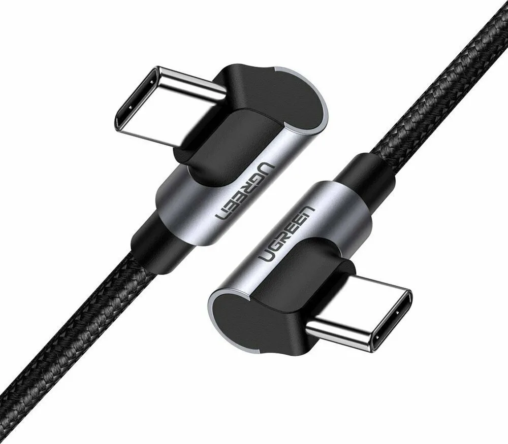 Ugreen Elbow US323 Angle (90°) / Braided USB 2.0 Cable USB-C male - USB-C 60W Γκρι 1m 70529 Ugreen Elbow US323 Angle (90°) / Braided USB 2.0 Cable USB-C male - USB-C 60W Γκρι 1m 70529 - Image 1