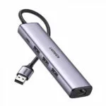 Ugreen Hub 4 Θυρών USB 3.0 με σύνδεση USB-A / Ethernet Ασημί 60554