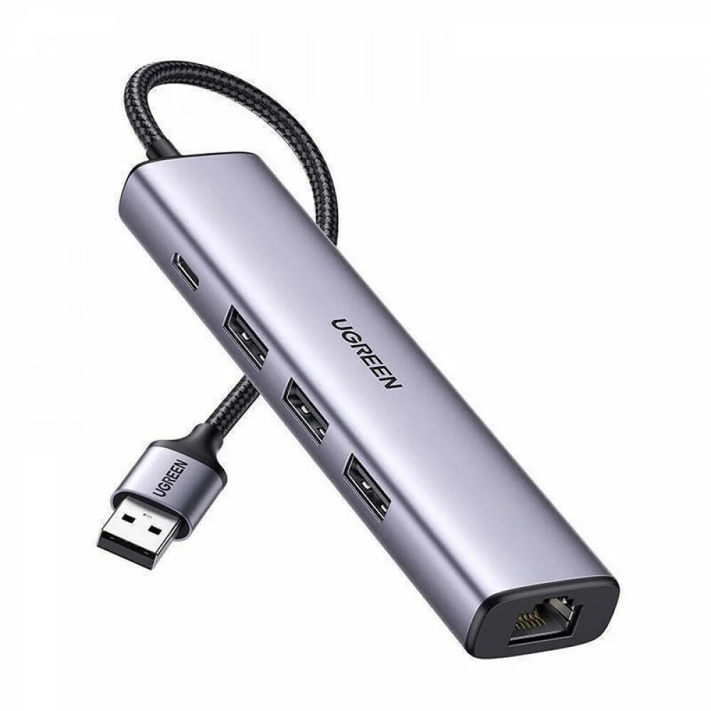 Ugreen Hub 4 Θυρών USB 3.0 με σύνδεση USB-A / Ethernet Ασημί 60554 Ugreen Hub 4 Θυρών USB 3.0 με σύνδεση USB-A / Ethernet Ασημί 60554 - Image 1