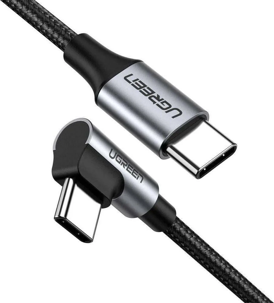 Ugreen US255 Angle (90°) / Braided USB 2.0 Cable USB-C male - USB-C 60W Μαύρο 1m 50123 Ugreen US255 Angle (90°) / Braided USB 2.0 Cable USB-C male - USB-C 60W Μαύρο 1m 50123 - Image 1