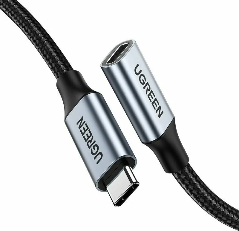 Ugreen US372 Braided USB 3.1 Video Cable USB-C male - USB-C female 100W Μαύρο 0.5m 80810 Ugreen US372 Braided USB 3.1 Video Cable USB-C male - USB-C female 100W Μαύρο 0.5m 80810 - Image 1