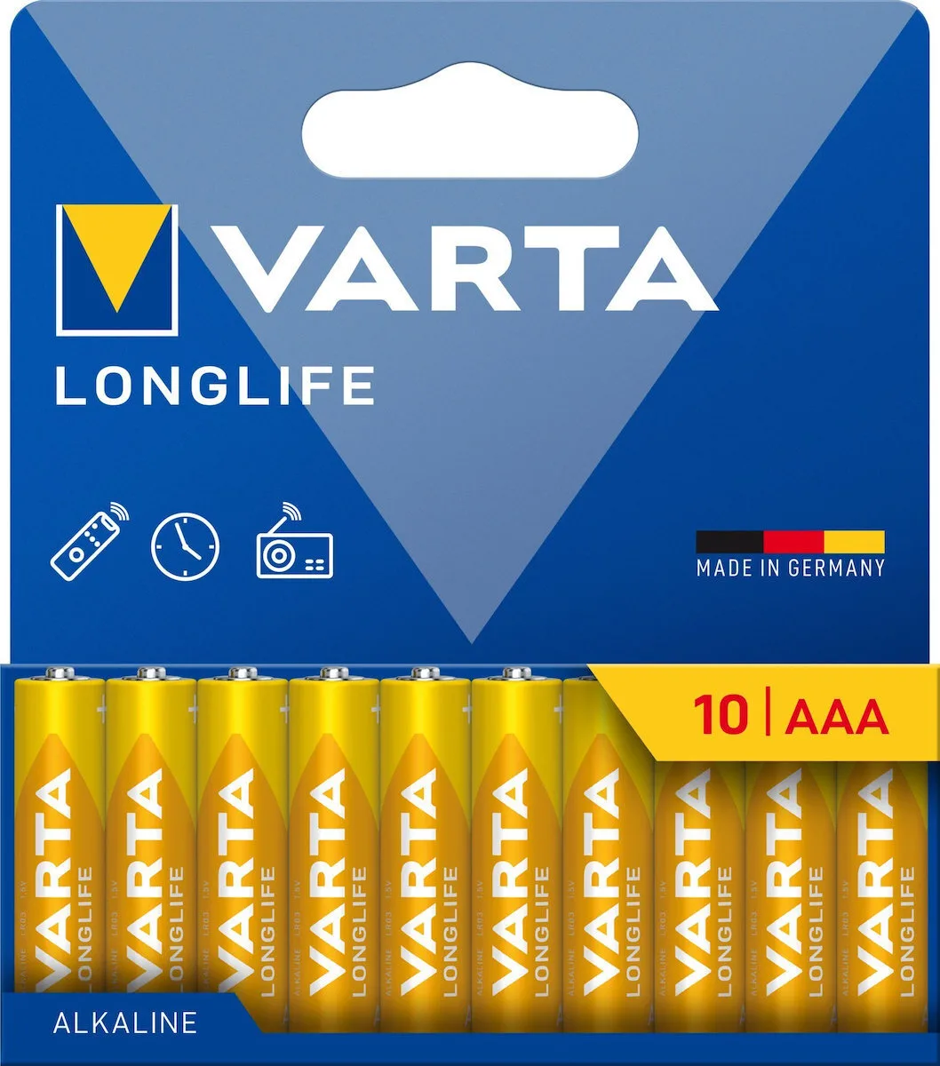 Varta Longlife Αλκαλικές Μπαταρίες AAA 1.5V 10τμχ Varta Longlife Αλκαλικές Μπαταρίες AAA 1.5V 10τμχ - Image 1