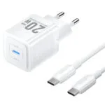 Vention Φορτιστής GaN με Θύρα USB-C και Καλώδιο USB-C - USB-C 20W Power Delivery Λευκός (TZ-FEPW0-EU-01)