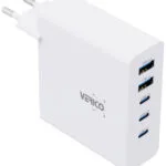 Verico Φορτιστής Χωρίς Καλώδιο GaN με 2 Θύρες USB-A και 3 Θύρες USB-C 140W Power Delivery Λευκός (4OJ-ABGWE1-N1)