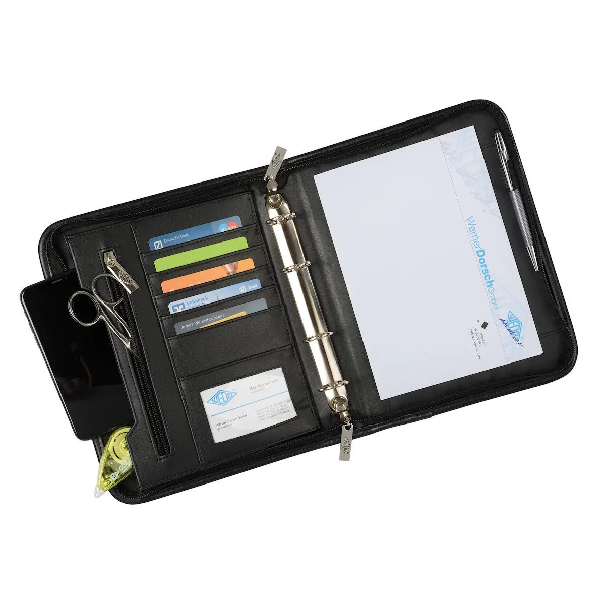 Wedo Elegance A5 Conference Folder – Executive Organizer In Leather Look 4-ring Mechanism Card & Document Compartments Pen Holder Compact & Stylish Wedo Elegance A5 Conference Folder – Executive Organizer In Leather Look 4-ring Mechanism Card & Document Compartments Pen Holder Compact & Stylish - Image 1