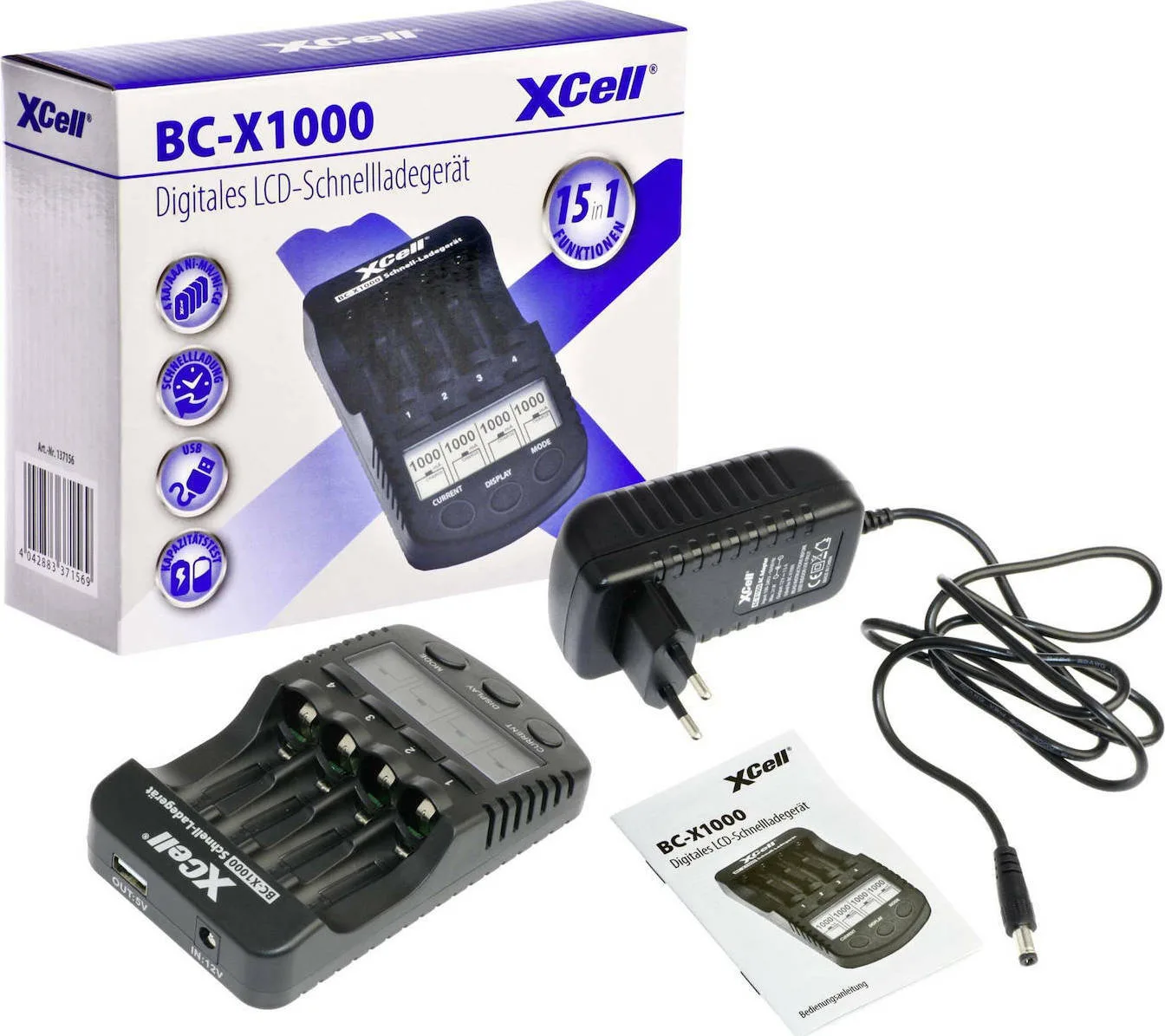 Xcell BC-X1000 Φορτιστής 4 Μπαταριών Ni-Cd/Ni-MH Μεγέθους AA/AAA Xcell BC-X1000 Φορτιστής 4 Μπαταριών Ni-Cd/Ni-MH Μεγέθους AA/AAA - Image 1